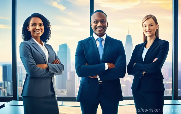 위험관리 실무 관련 법적 책임 - **Prompt:** A diverse group of professional business individuals, smartly dressed in business attire...