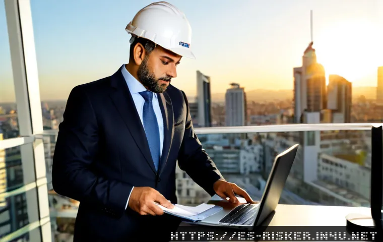 Home 17 위험관리기술자 이직 전략 - Photorealistic career-transition scene for a risk management specialist in a modern Madrid office, a...